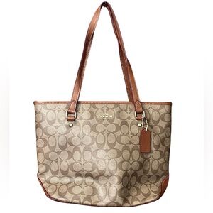 Coach New York Logo Signature Pre-owned Shoulder Bag EUC